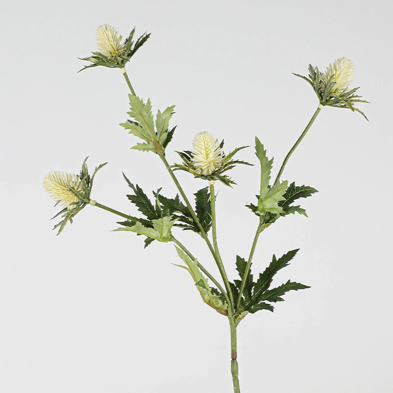 Alternate view of white artificial eryngium thistle spray