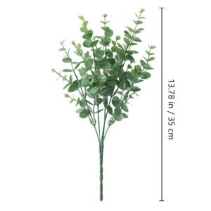 Size diagram for green artificial eucalyptus bush, 35 cm
