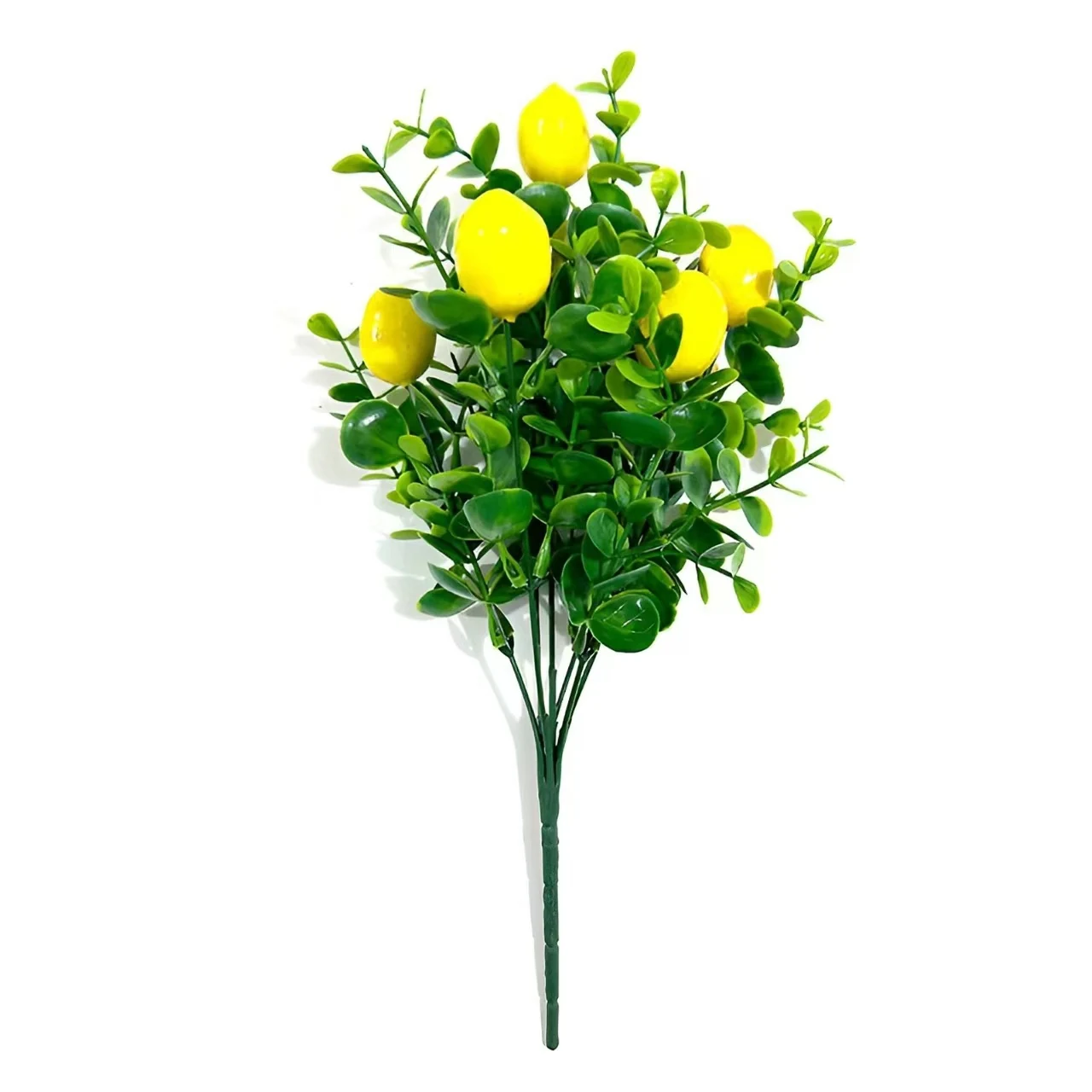 Artificial eucalyptus lemon berry bush with green leaves and yellow fruit