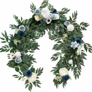 Blue White artificial eucalyptus rose wedding garland collection