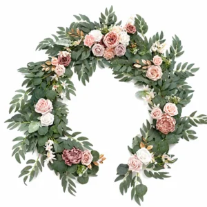 Blush artificial eucalyptus rose wedding garland collection