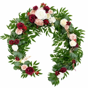 Burgundy Blush artificial eucalyptus rose wedding garland collection
