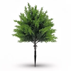 Rounded artificial evergreen bush with ground stake, 45 cm