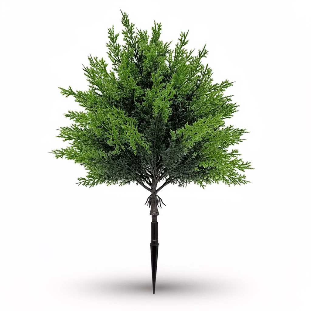 Rounded artificial evergreen bush with ground stake, 45 cm