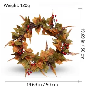 Size and weight diagram for 50 cm artificial fall maple leaf wreath