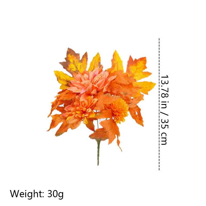 Alternate view of maple leaf mix size 35cm artificial fall mixed flower bush collection
