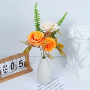 Application display of rose fern artificial fall mixed flower bush collection
