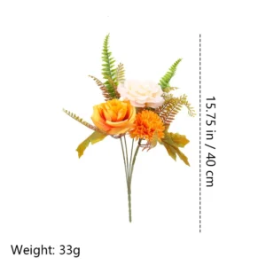 Alternate view of rose fern mix size 40cm artificial fall mixed flower bush collection