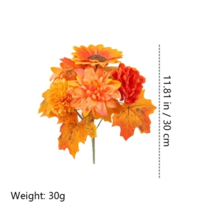 Alternate view of rose mum maple size 30cm artificial fall mixed flower bush collection