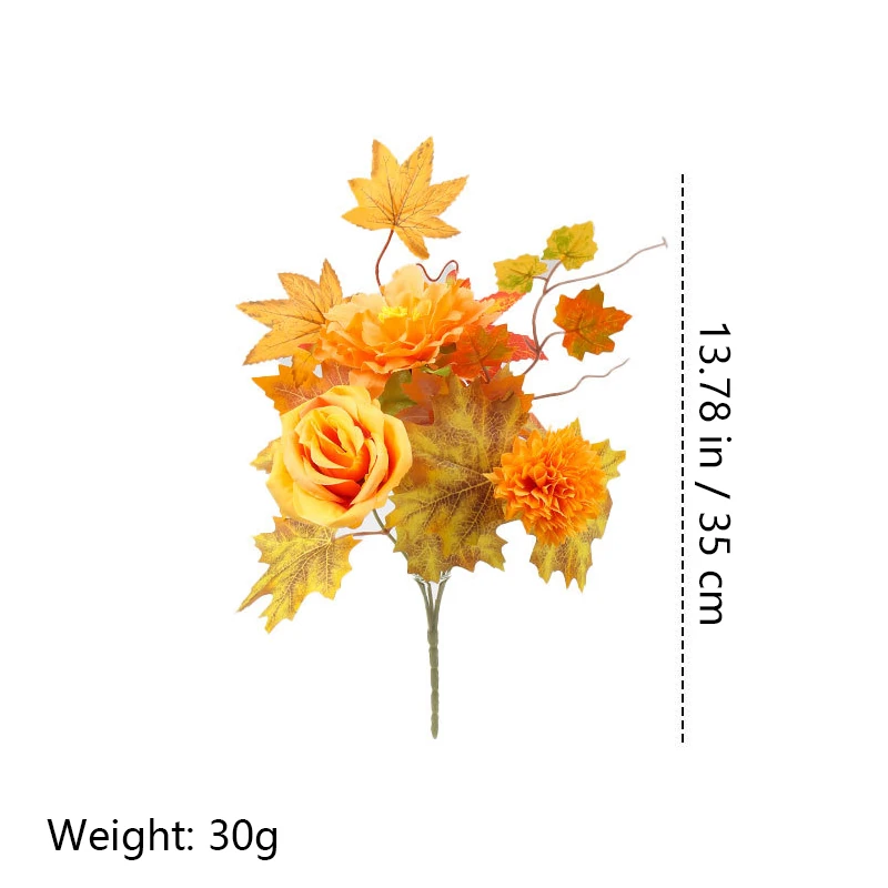 Alternate view of rose mum size 35cm artificial fall mixed flower bush collection