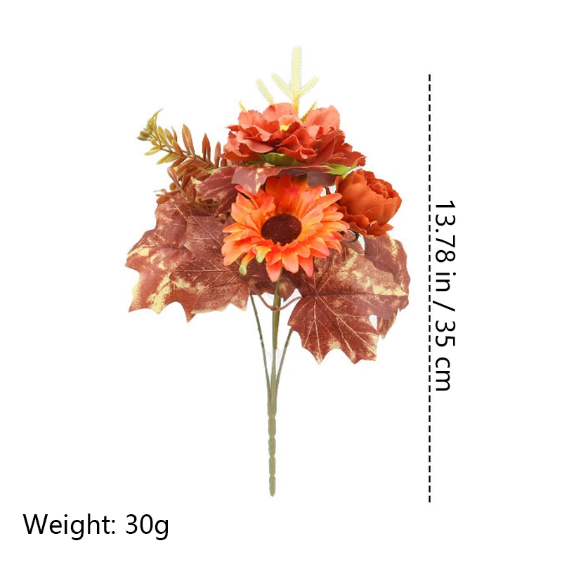 Alternate view of rose sunflower size 35cm artificial fall mixed flower bush collection
