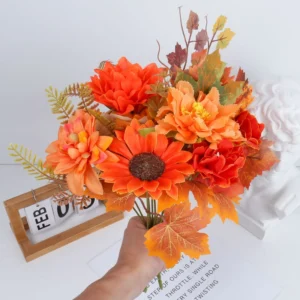 Available styles of artificial fall mixed flower bush collection
