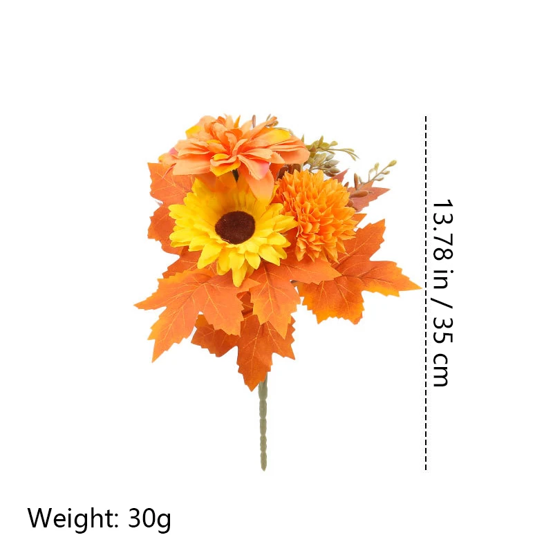 Alternate view of sunflower mum mix size 35cm artificial fall mixed flower bush collection
