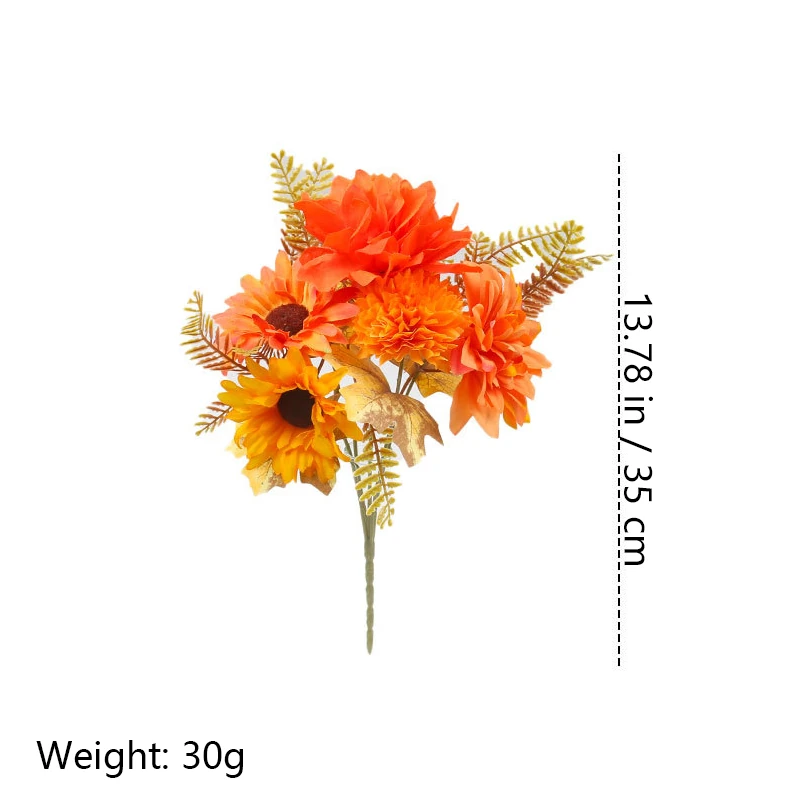 Alternate view of sunflower mum size 35cm artificial fall mixed flower bush collection