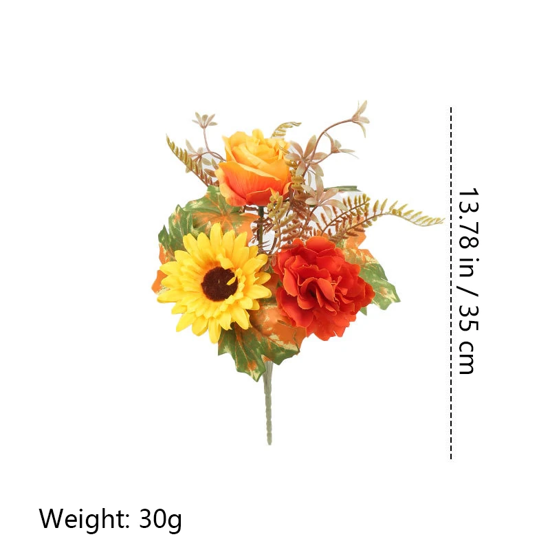 Alternate view of sunflower rose size 35cm artificial fall mixed flower bush collection