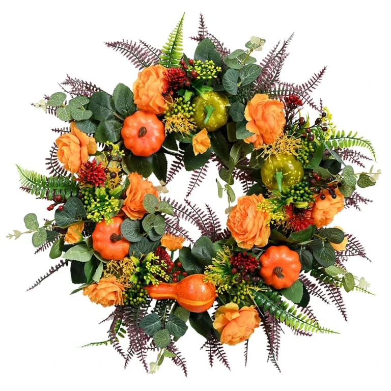 Artificial Fall Pumpkin Rose Wreath