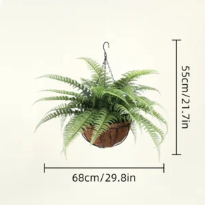 68 cm width artificial fern hanging basket