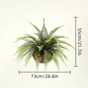 73 cm width artificial fern hanging basket