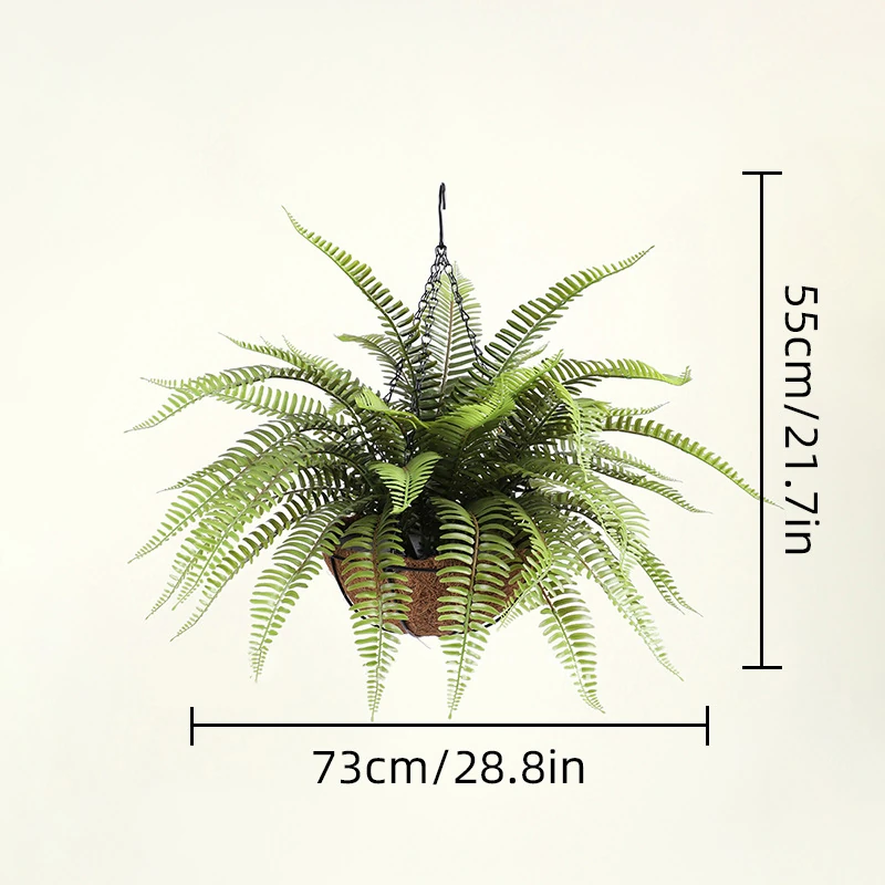 73 cm width artificial fern hanging basket