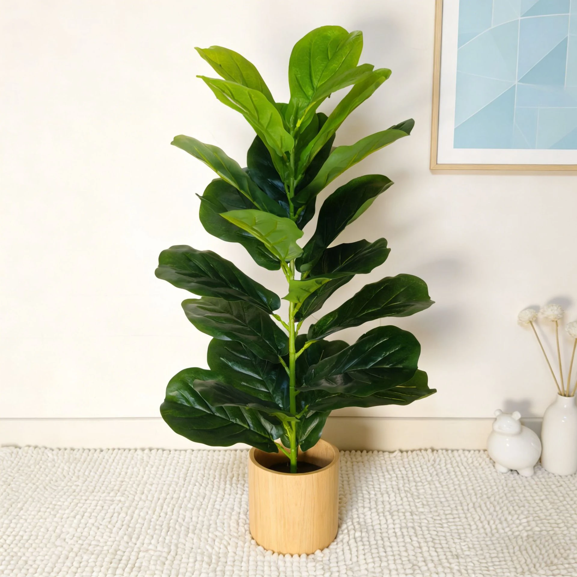 100 Cm artificial Fiddle Leaf Fig Stem arranged for decorative display