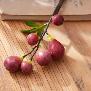 Close-up of red artificial fig fruit stem