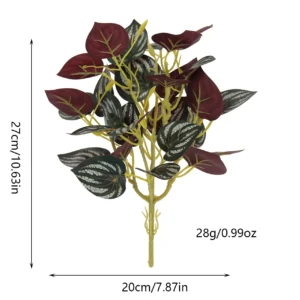 Specification diagram for burgundy vein artificial Fittonia Foliage Bush