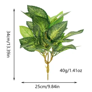 Specification diagram for lime speckled artificial Fittonia Foliage Bush