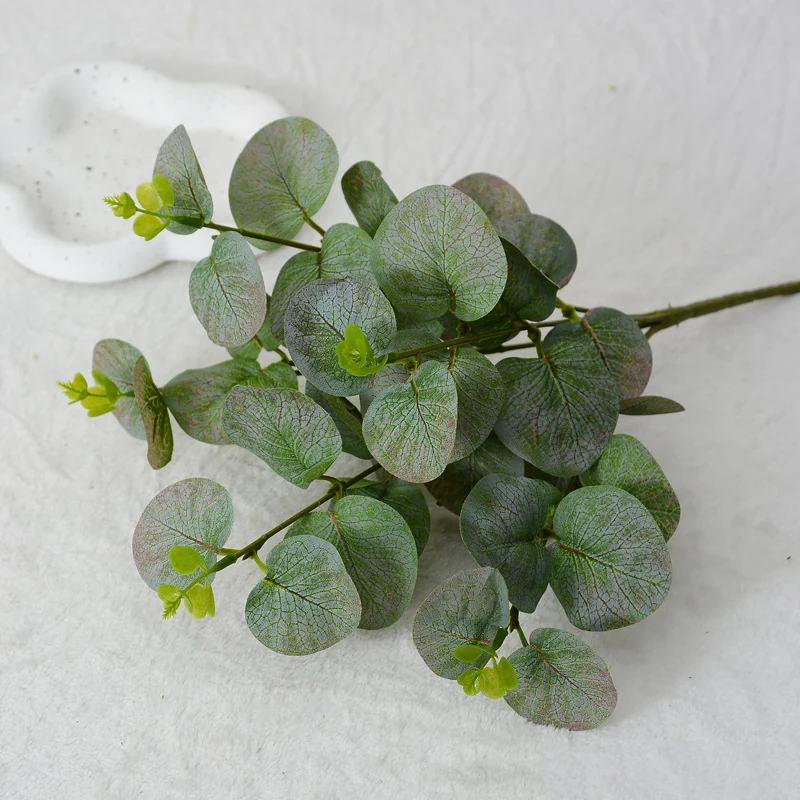 Frosted Green artificial five-branch eucalyptus spray
