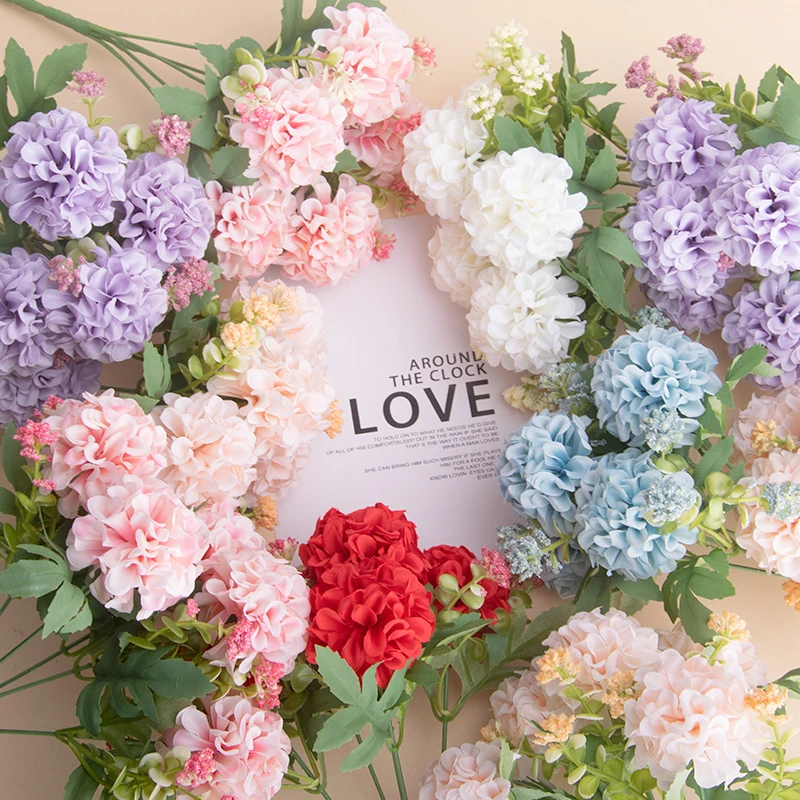 Available colors for artificial Five-Head Hydrangea Bouquet