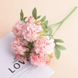 Pink artificial Five-Head Hydrangea Bouquet, 30 cm
