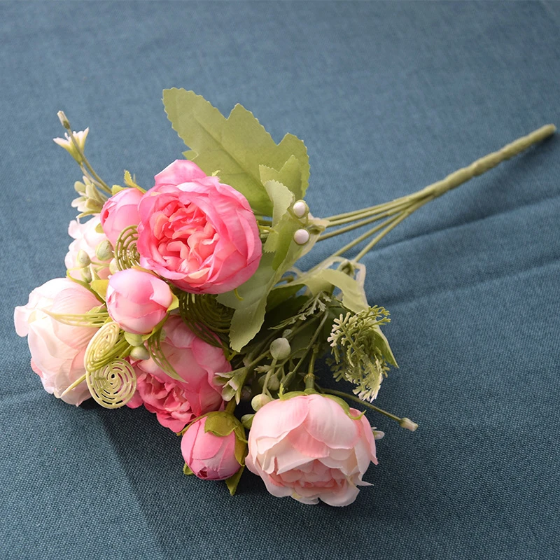 Pink artificial Five-Head Peony Bouquet, 30 cm