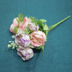 Purple artificial Five-Head Peony Bouquet, 30 cm
