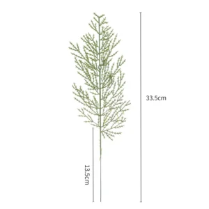 Size diagram for 33.5 cm artificial flat cedar foliage spray