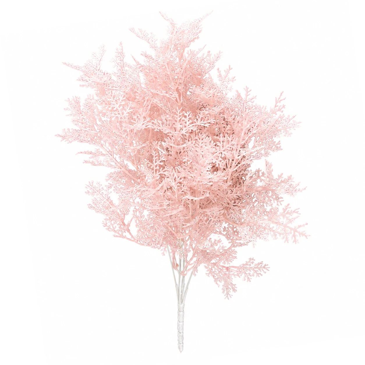 Pink artificial Flocked Asparagus Fern Bush, 36 cm