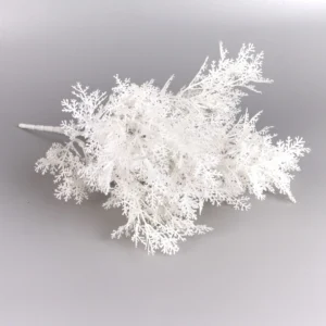 White artificial Flocked Asparagus Fern Bush, 36 cm