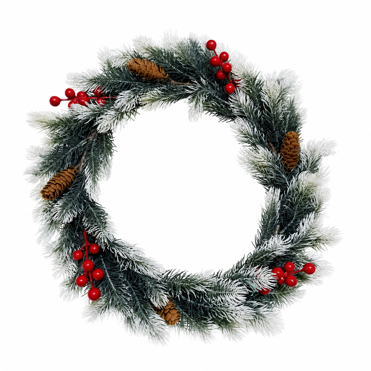 Couvercles artificielles de sapin avec baies rouges et pinecones, 45 cm