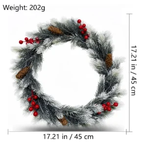 Size and weight diagram for 45 cm artificial flocked fir berry wreath