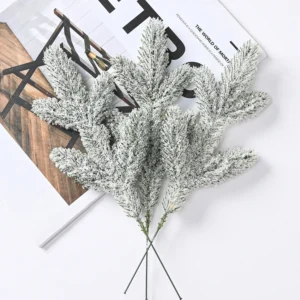 Bundle of artificial flocked snow pine picks