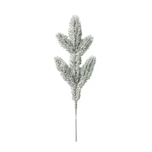 Artificial flocked snow pine pick, 26 cm