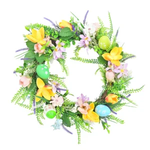 Artificial Floral Easter Egg Wreath