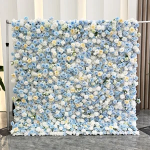 Blue White artificial flower wall panel collection