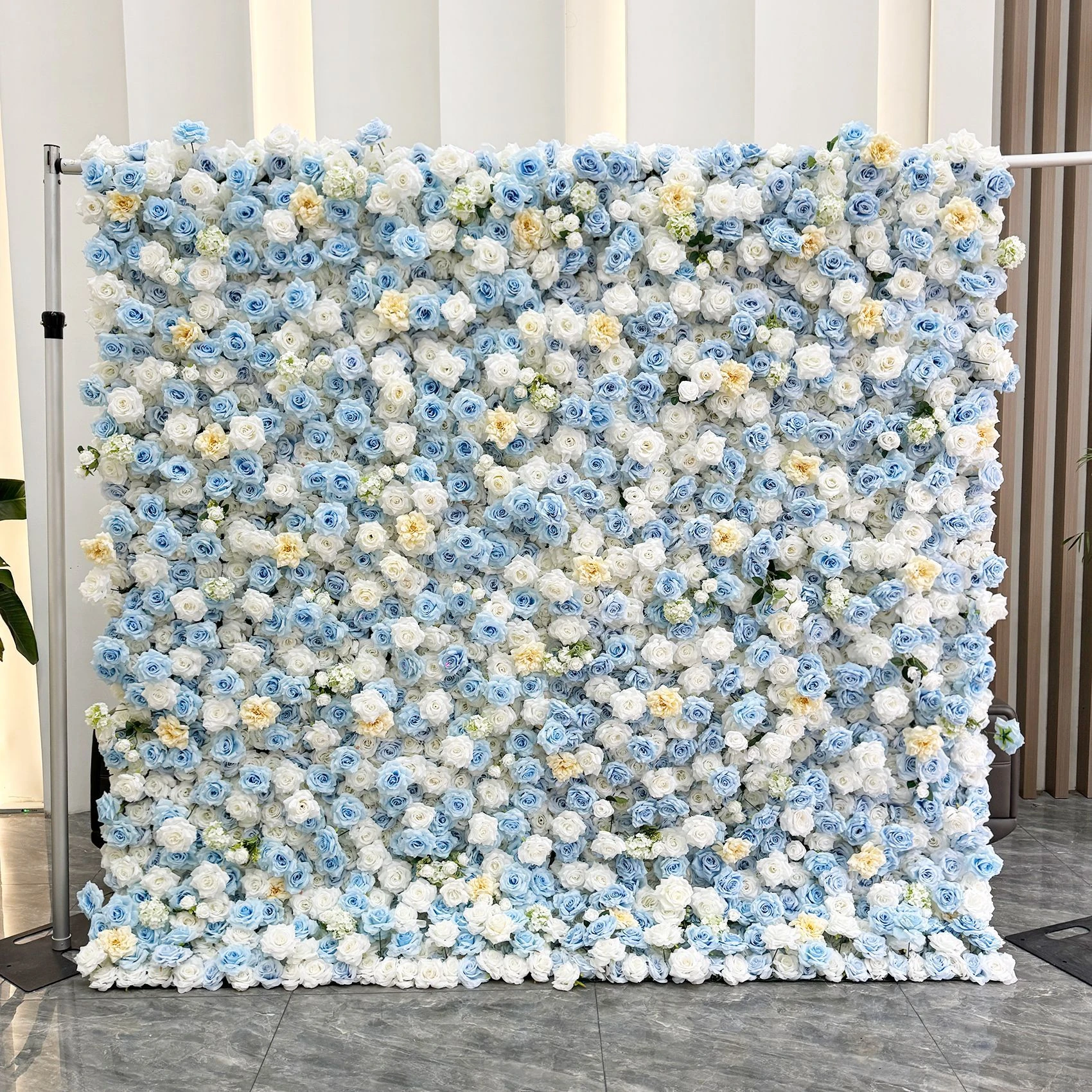 Blue White artificial flower wall panel collection