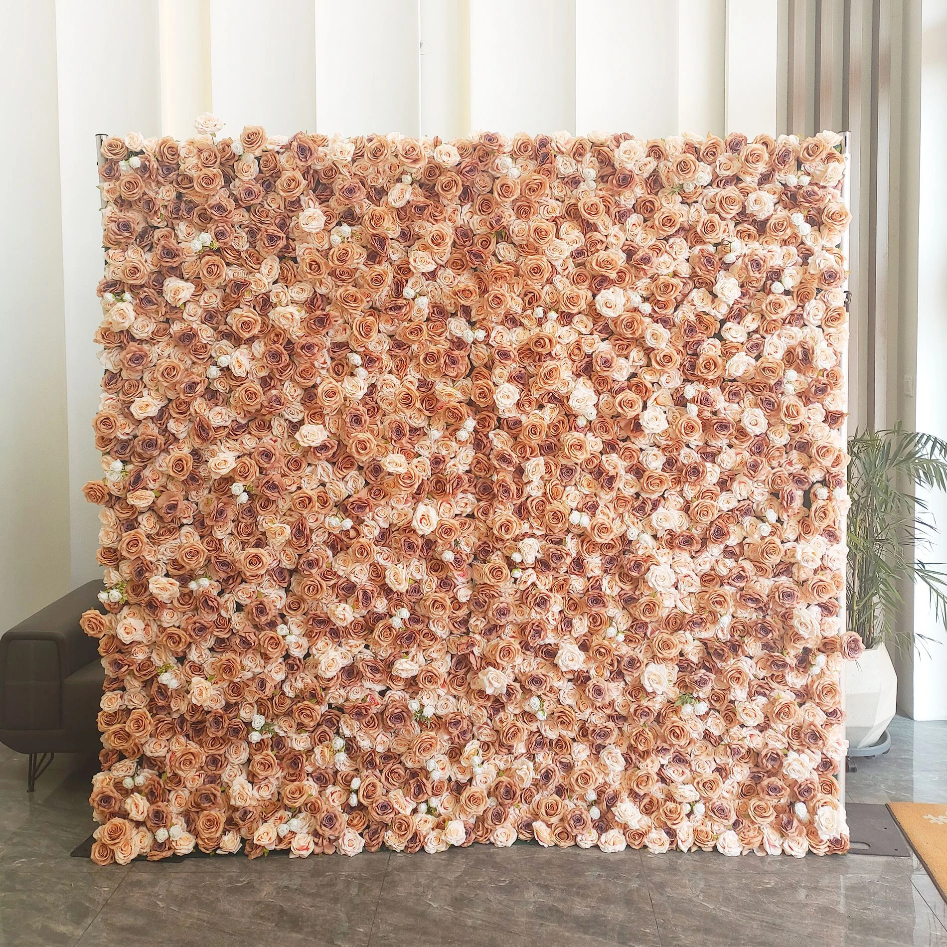 Champagne Rose artificial flower wall panel collection