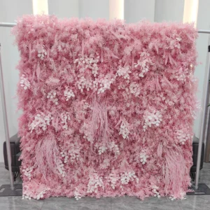 Fluffy Pink artificial flower wall panel collection