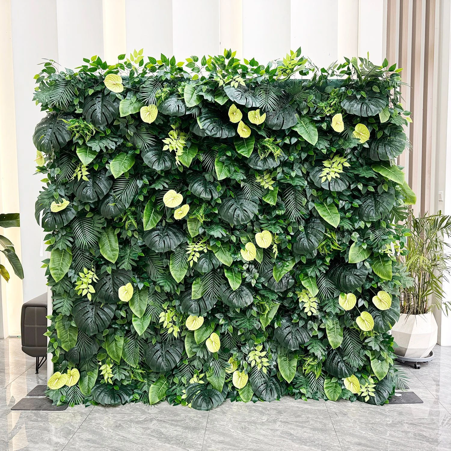 Green artificial flower wall panel collection