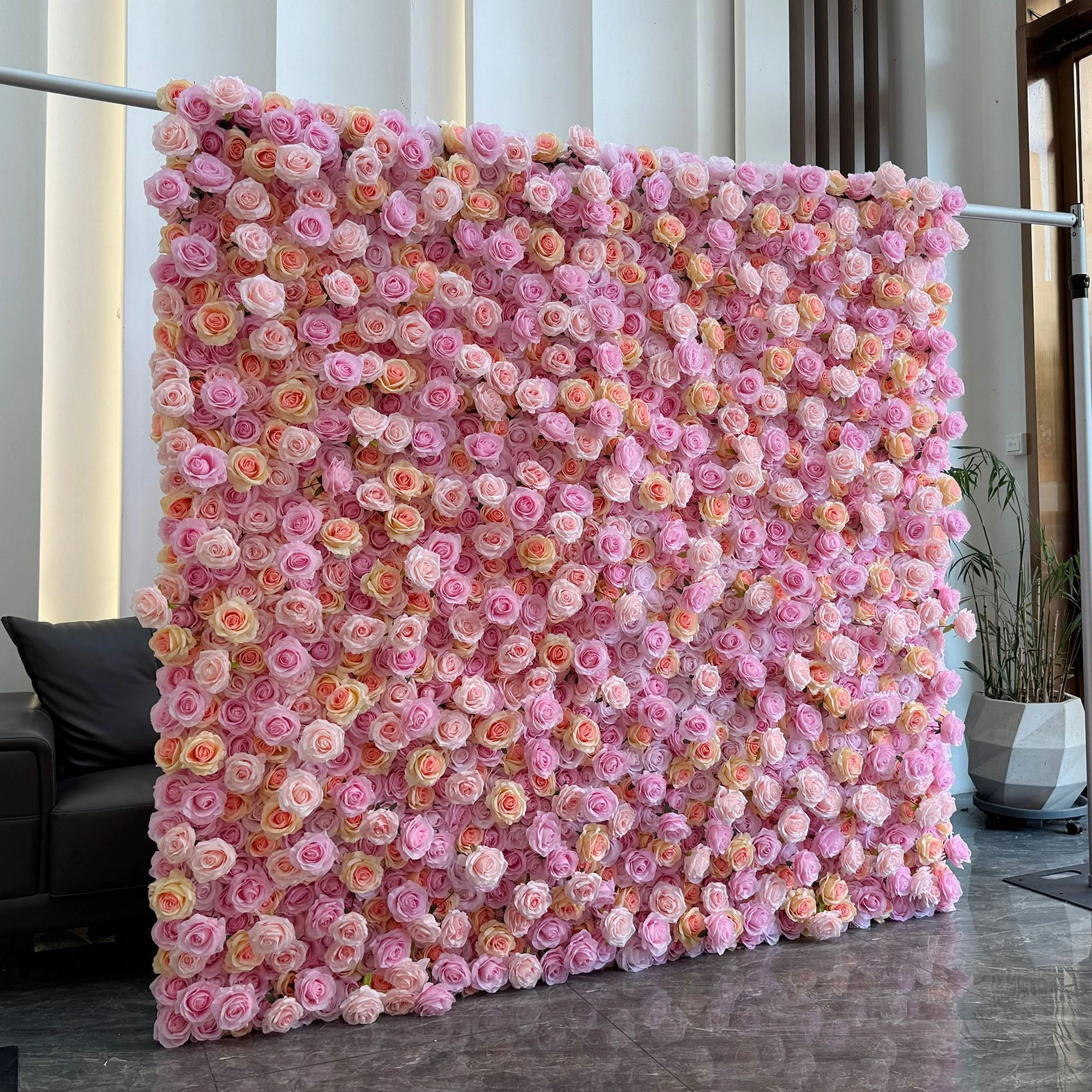 Pink Rose artificial flower wall panel collection