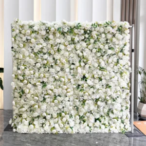White artificial flower wall panel collection