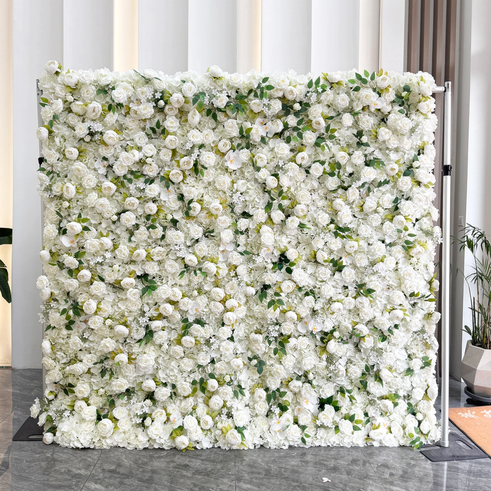 White artificial flower wall panel collection