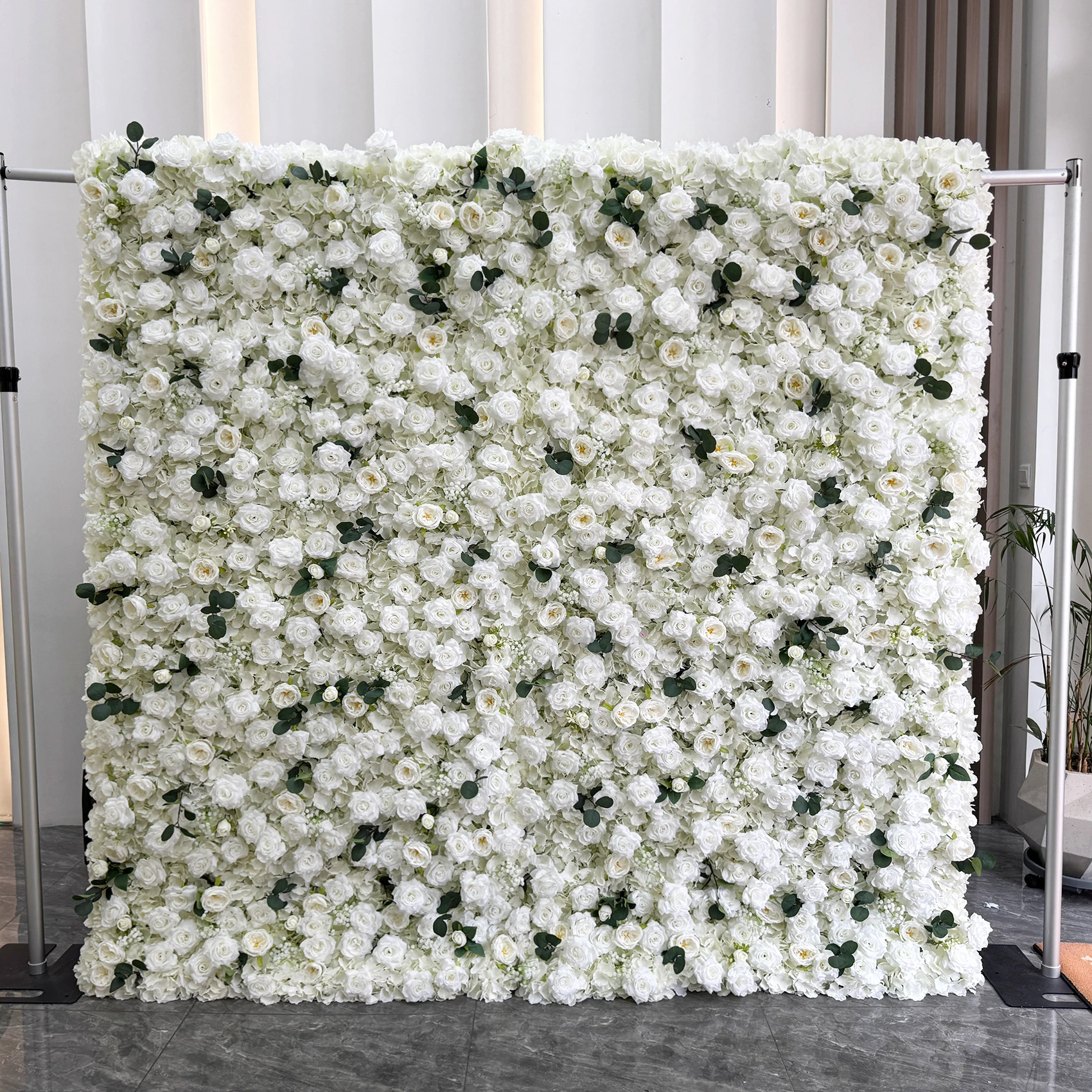 White artificial flower wall panel collection