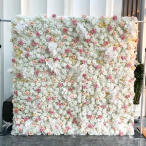 White Pink artificial flower wall panel collection